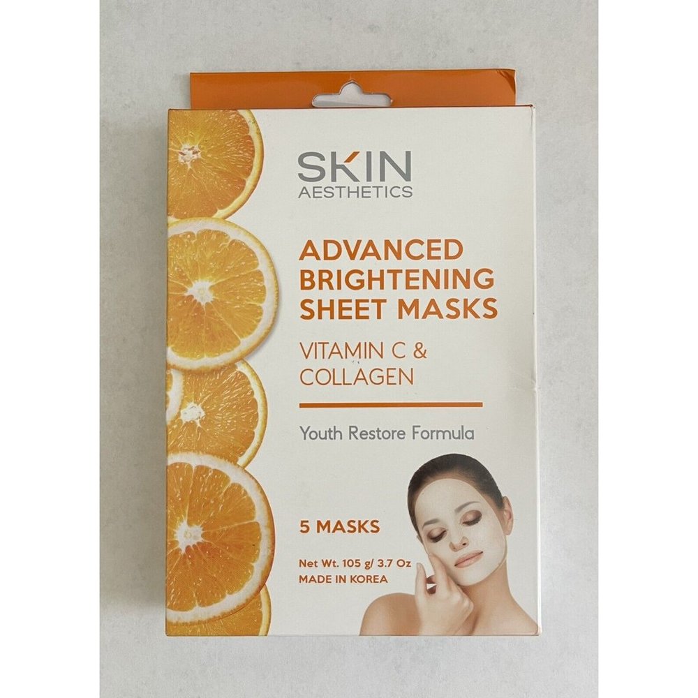 SKIN AESTHETICS VITAMIN C & COLLAGEN ADVANCED BRIGHTENING 5 SHEET MASKS